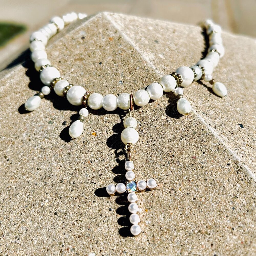 Pearl cross necklace